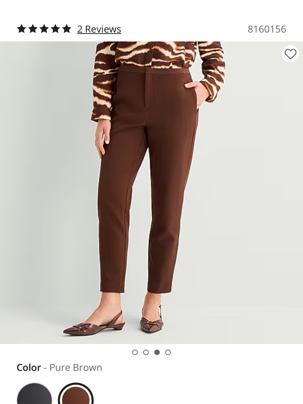 Worthington Pure Brown Women's Tailored Ankle Pants